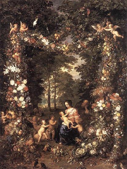 Jan Brueghel The Elder Heilige Familie in einem Blumen France oil painting art